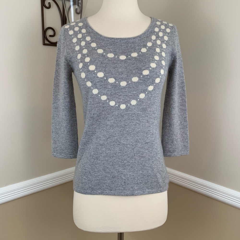Saks 5th Avenue Pearls and Bow Cashmere Sweater